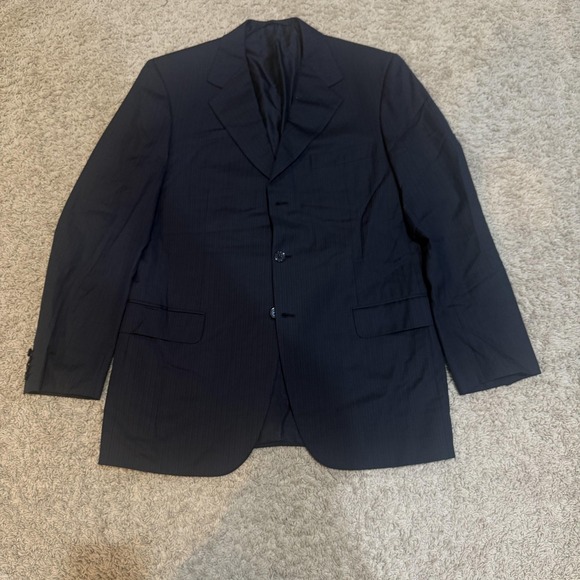 Brioni Blazer Mens 40R Blue Pinstripe Super 150s Wool Suit Jacket 3 Button